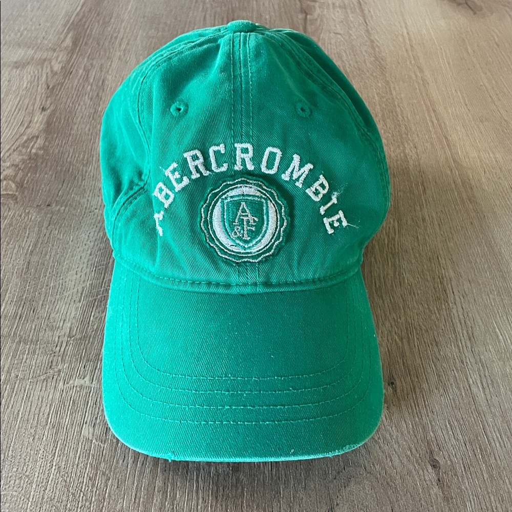 Abercrombie & Fitch Green Baseball Cap with White Embroidery